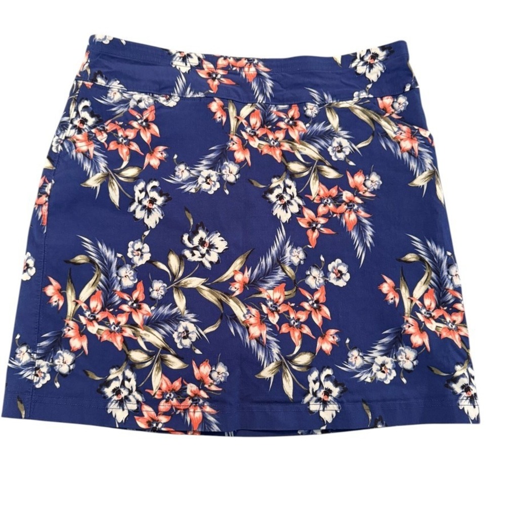 Mario Serrani‎ Italy Floral Skort Blue Tropical Flower Skort Golf Womens Medium